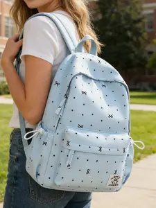 1pc  Women's lightweight backpack with zipper closure, polka dot bow, fashionable and versatile, cute and trendy, suitable for students to go to school, campus, travel, shopping, women's backpack