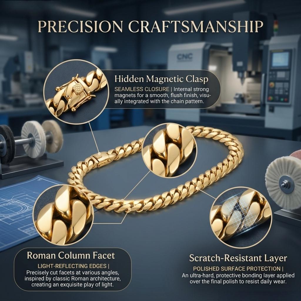 Stainless steel men's Cuban chain with a smooth clasp / Gold / Brass-colored men's Cuban chain necklace, width: 6 mm / 8.8 mm / 9.6 mm, fade-resistant and durable, length: 7.5 inches–24 inches, comes with a gift box Stainless steel men's Cuban chain with a smooth clasp / Gold / Brass-colored men's Cuban chain necklace, width: 6 mm / 8.8 mm / 9.6 mm, fade-resistant and durable, length: 7.5 inches–24 inches, comes with a gift box