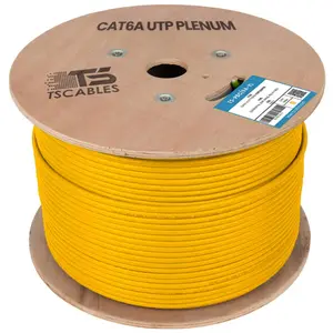 Cat6a Plenum UTP Cable Yellow 1000 Ft