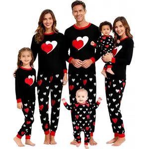 Family Matching Valentine's Day Pajamas Sets-Long Sleeve Cute Heart Print Pajamas for Couples&Kids |   Family Pjs Gifts