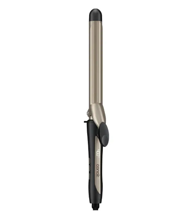 INFINITI PRO CONAIR Tourmaline Ceramic 1-Inch Curling Iron, Clamp Curling Iron, 1-Inch Barrel Produces Classic Curls, Hair Curler for Use on Short, Medium, and Long Hair, Champagne/Gray
