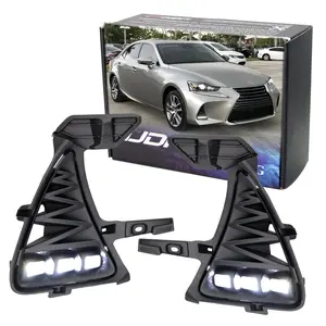 iJDMTOY JDM Tri-Projector Lens LED Fog Light Garnish Bezels For 2017-2020 Lexus is (IS200t IS250 IS300 IS350), Powered by 6500K White High Power LED Diodes