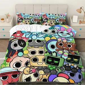 3PCS Duvet Cover Set, 1 Duvet+2 Pillowcases(Without filler), Cute  Colorful Fun Playful Whimsical theme, Christmas bedding set,  Room Delightful Cozy Eye-catching Suitable for decoration Modern Bedroom Living Room Dorm.