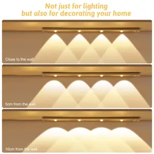 Under Cabinet Kitchen Light with Motion Sensor, USB Rechargeable LED Night Light, 9-Step Dimmable Wireless Lamp, for Kitchen, Bedroom, Stairs
