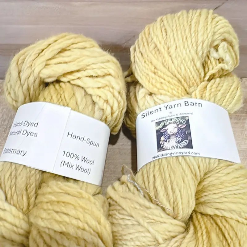 Hand-Spun, Hand-Dyed with Rosemary All Natural Sheep Wool Yarn 2-ply 100% Wool Yarn for Knitting Crochetting Projects