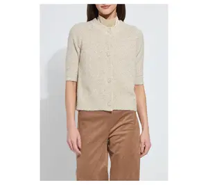 Lysse New York Kennedy Short Sleeve Lurex Feather Cardigan