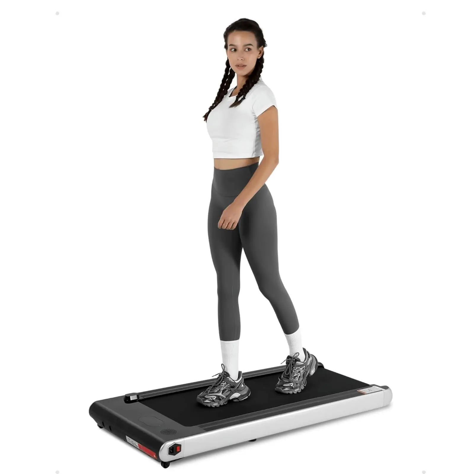【GARVEE】Compact Walking Pad Treadmill with 2.25-2.5 HP Motor, Speed Range 0.6-6 KM/H (0.6-3.8 MPH), Supports up to 256 LBS, Features Plug & Play, Remote & Button Control, LCD Monitor, Space-Saving Folding Design for Home and Office Use