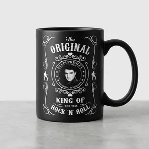 The Original Elvis Presley Mug 15oz, White Ceramic Coffee Cup, Microwave & Dishwasher Safe, Rock 'n' Roll Music Lover Gift