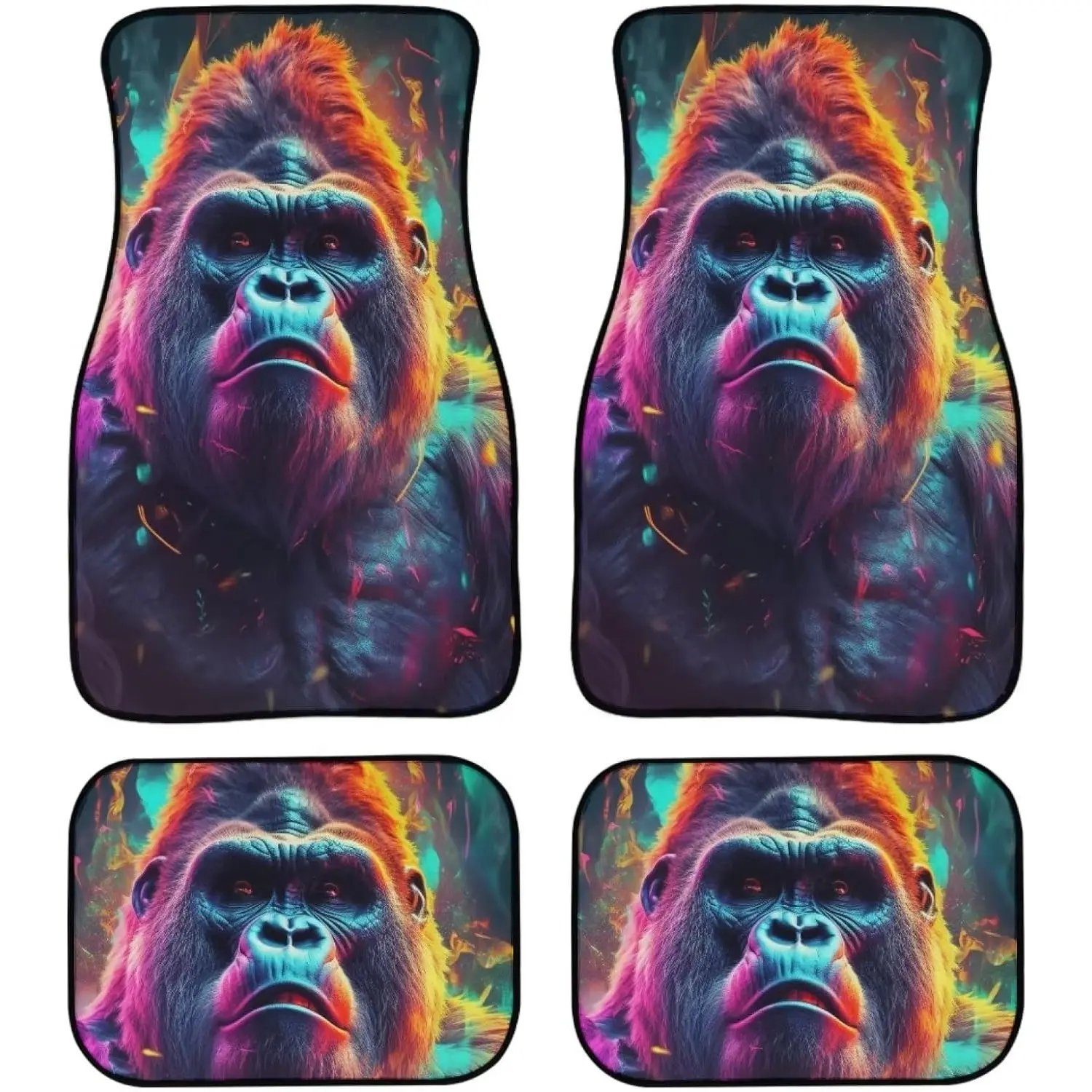 Green Cool Gorilla Car Floor Mats with Back Soft Heavy Duty Mats for Most Sedan SUV Truck Vehicles Car Floor Cushion Personalized Automotive Interior ﻿
