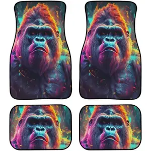 Green Cool Gorilla Car Floor Mats with Back Soft Heavy Duty Mats for Most Sedan SUV Truck Vehicles Car Floor Cushion Personalized Automotive Interior ﻿
