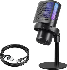Gaming Microphone for PC, USB Mic for Podcasts Videos & Streaming - Condenser Mic with Quick Mute & Pop Filter - RGB Microphone Gift for Gamer Boys - Compatible with PS4/5 & Computer & Laptop VITOTC