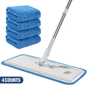 4pcs Replaceable Microfiber Washable Spray Mop Dust Mop Household Cleaning Pad, microfiber mop refills, Blue, Home Cleaning Supplies, Durable & Reusable