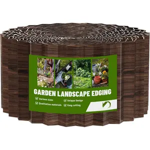 Corrugated Metal Garden Edging 4" x 100', Sturdy Lawn Landscape Edging Border, Fence for Garden, Flower Bed and Yard (Brown)