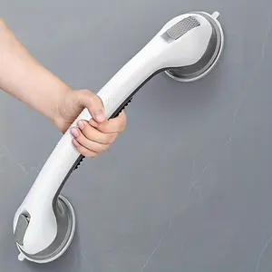 17" Suction Cup Bathroom Grab Bar - Non-Slip Safety Handle with Textured Grip for Elderly & Youngsters, Easy No-Drill Installation for Shower, Bathtub, Toilet, Wall-Mounted Design