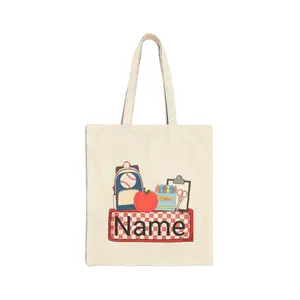 Personalized Tote Bag, Custom Canvas Bag, Eco-Friendly Shopping Bag, Back to School Gift, Name Tote for Students