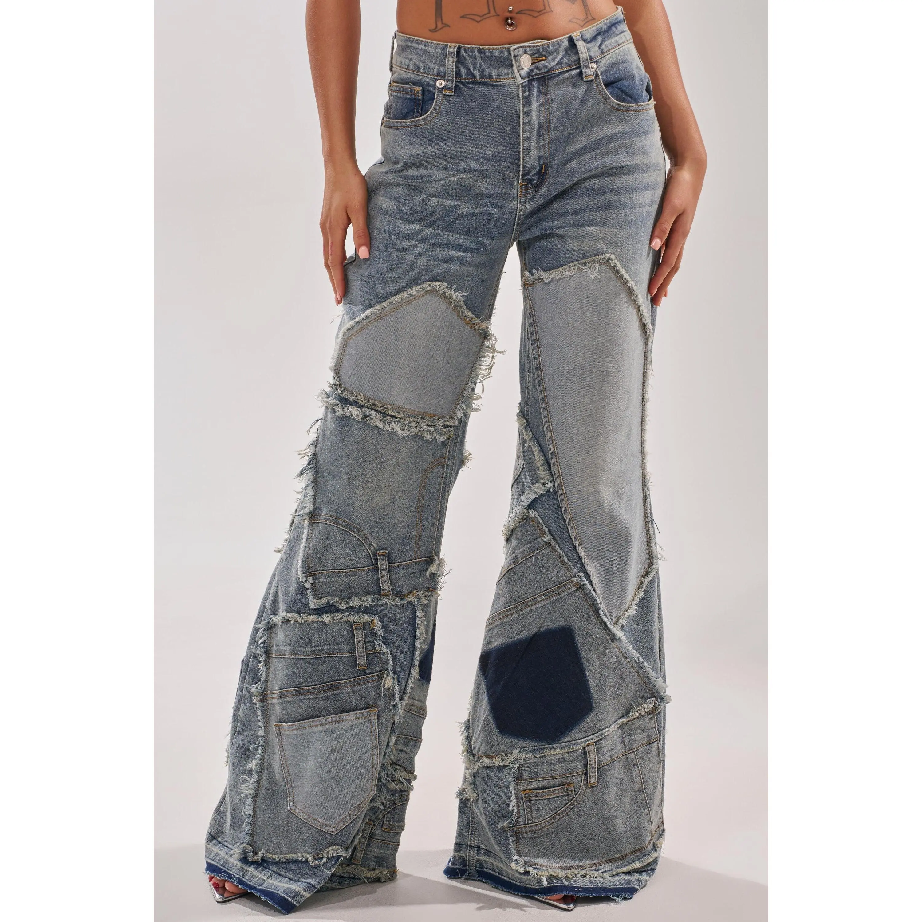 ALL OVER ME DENIM PATCHWORK JEANS ALL OVER ME DENIM PATCHWORK JEANS