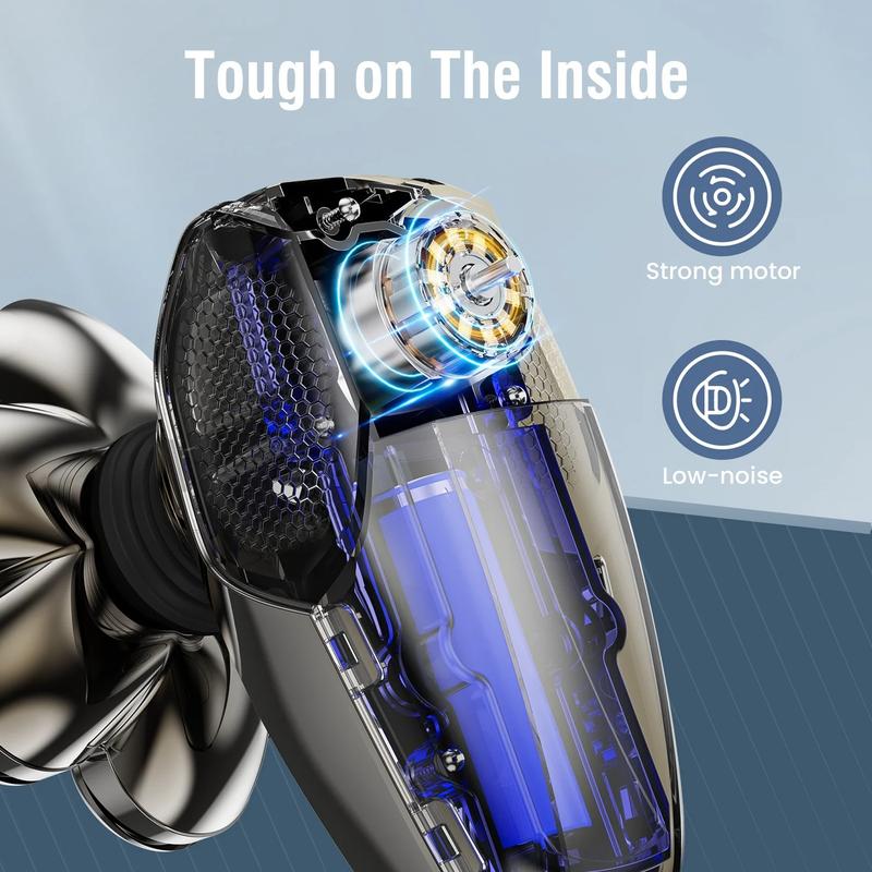 MISAM Pro Max 7,500 RPM 7D Magnetic Head Shaver for Bald Men IPX7 Waterproof Quick Charge Grooming Kit 6-in-1 LED Display Type-C Rechargeable Easy-Clean Detachable Heads