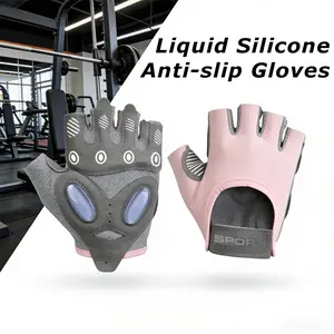Half Finger Gloves Liquid Silicone Non-Slip Shock Absorbing Easy to Remove for Gym Cycling Climbing and More, Perfect Fitness Gear, Gym Accessories
