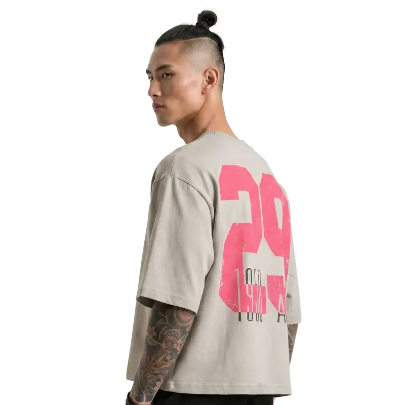 MeJend Men's 12 oz Heavyweight Cropped Oversized Short-Sleeve Top - 100% Pure Cotton Casual Crewneck Boxy Graphic Tee, Street Style Drip Streetwear (August 29, 1958)