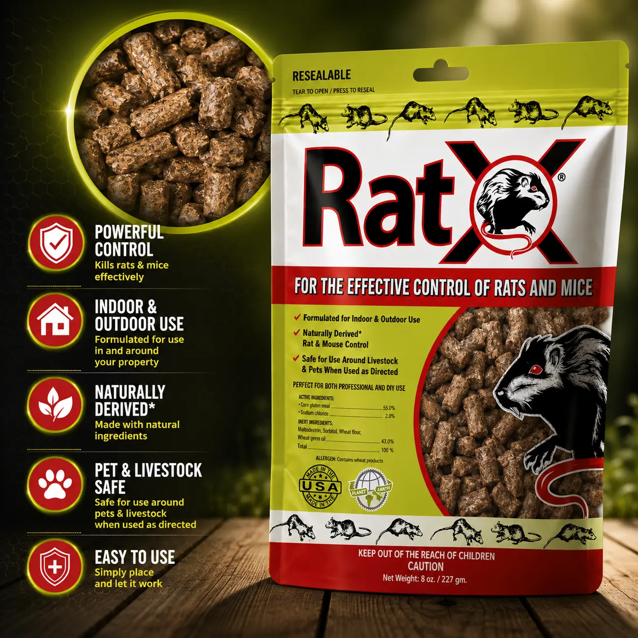EcoClear Products 620100-6D RatX All-Natural All Species Rat Mouse, 8 oz. Bag