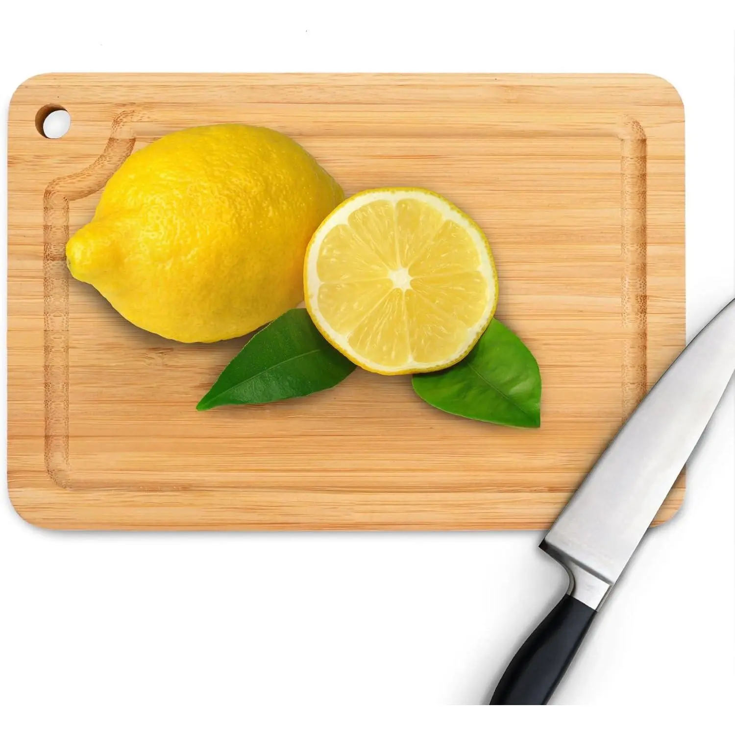 Small Bamboo Cutting Boards for Kitchen  Board with Built-in Handle Camping Juice Groove Fruits Chopping Mini Lightweight