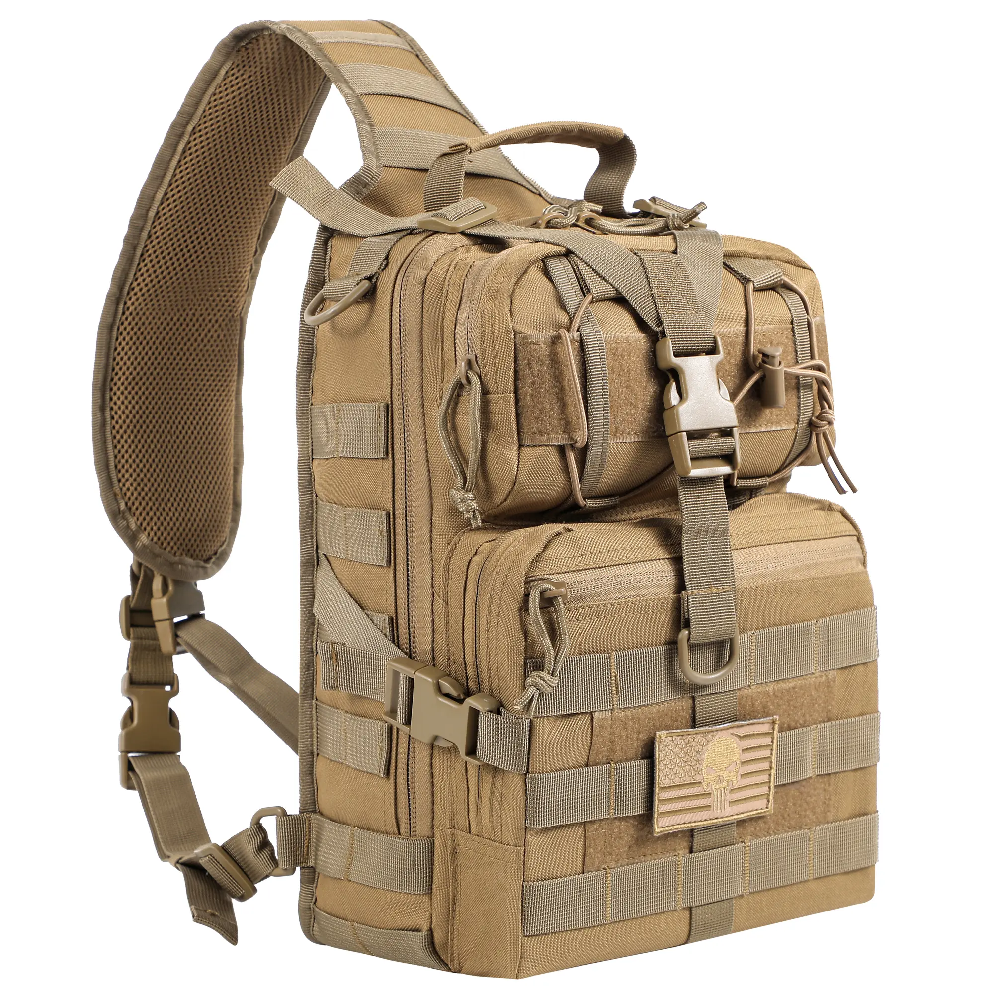 Tactical Fishing Sling Tackle Storage Bag – Lightweight Sling Fishing Backpack for Fishing Hiking Hunting,With USA Flag Patch