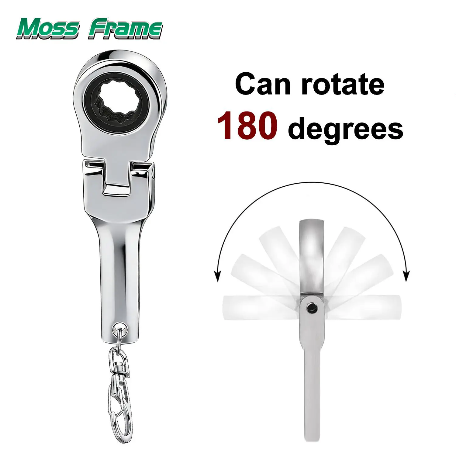 VAYWET 1-PCS/4-PCS/5-PCS 10mm Ratchet Type Socket Wrench Keychain, Durable Metal Alloy Compact Design with 180° Rotation, 72-Tooth Flex Head Adjustable Spanner, Camping Tent Repair Tool, Mechanic Mini Gift, Socket Set