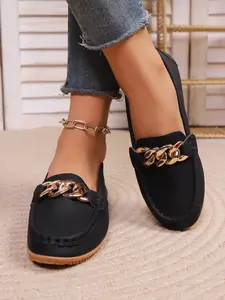 Women's Casual PU Leather Loafers, Lightweight Soft Sole Slip-On Shoes, Round Toe Breathable All-Season Comfort Footwear, Commuter Shoes, Office Shoes, Fashion Flat Shoes