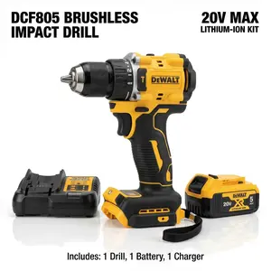DEWALT DCF805 20V Brushless Impact Drill Driver For Home Repair And Installation With 90Nm Torque LED Work Light Wrench Lithium High Power Cordless Rotary Hammer Hand Nailer Kit
