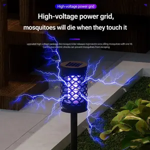 Solar Mosquito Zapper Outdoor, Mosquito Repellent, Stake in Ground/hanging, Durable, Waterproof, Solar Bug Zapper Waterproof Mosquito Zapper Killer and Lighting Repellent Lamp for Indoor Outdoor Use Garden Patio Lawn