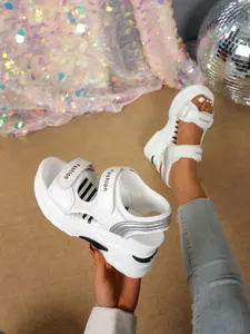 Fashion Print Wedge Platform Sport Sandals, Adjustable Strap & Chunky Sole, Ultimate Y2K & Summer Vibe, PU Upper, Rubber Sole