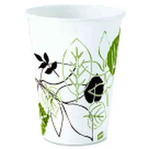 Dixie Foods Pathway Design Disposable White Compostable Hot Cups, 25-Count Pack for Home & Party Use, Compostable Cups