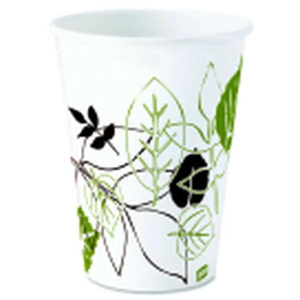 Dixie Foods Contemporary 8oz Pathway Design Sturdy Poly-Liner Disposable White Compostable Hot Cups, 25-Pack, for Hot Beverages, Home & Party Use, 25 Pcs, Disposable Cups
