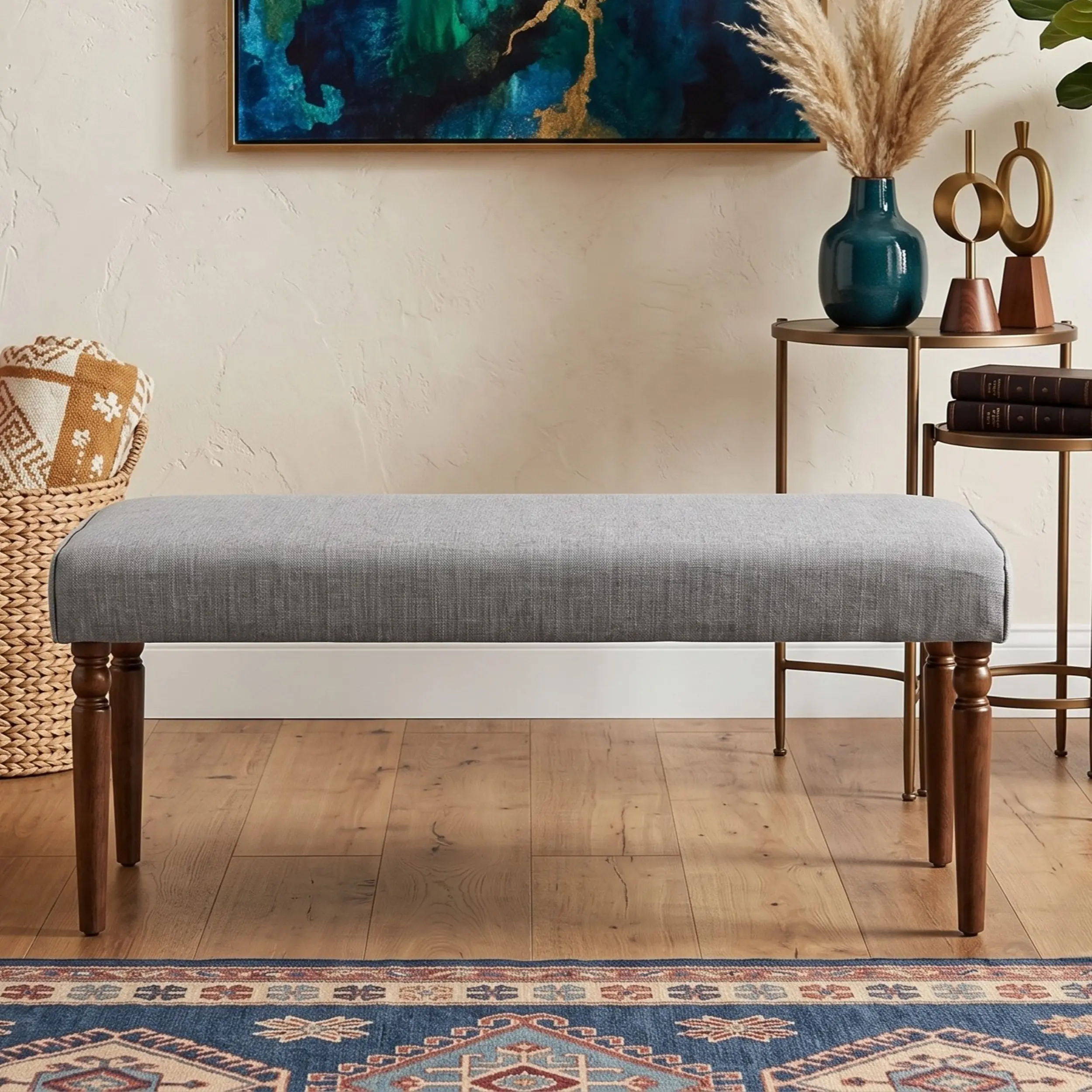 Favorer Pryor Modern Rectangular Upholstered Dining Bench with Comfortable Padded Seat