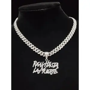 Fashion Letter Detail Pendant Cuba Necklace for Men & Women, Zinc Alloy Hip Hop Jewelry for Party, Club, Matching Punk Accessories As Gift for Women & Men