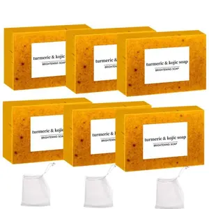 6 Pack Herbal Turmeric Glutathione Soap with Lemon for Brightening, Moisturizing Brightening Soap, Gentle Cleansing Soap for All Skin Types, Multipurpose Body & Face Wash
