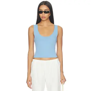 Free People Clean Lines Muscle Tank in Blissful Blue