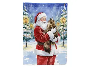 Carolines Treasures FNT1135GF 15.5 x 11.25 in. MaineCoon Brown Tabby Cat with Santa Claus Garden Flag