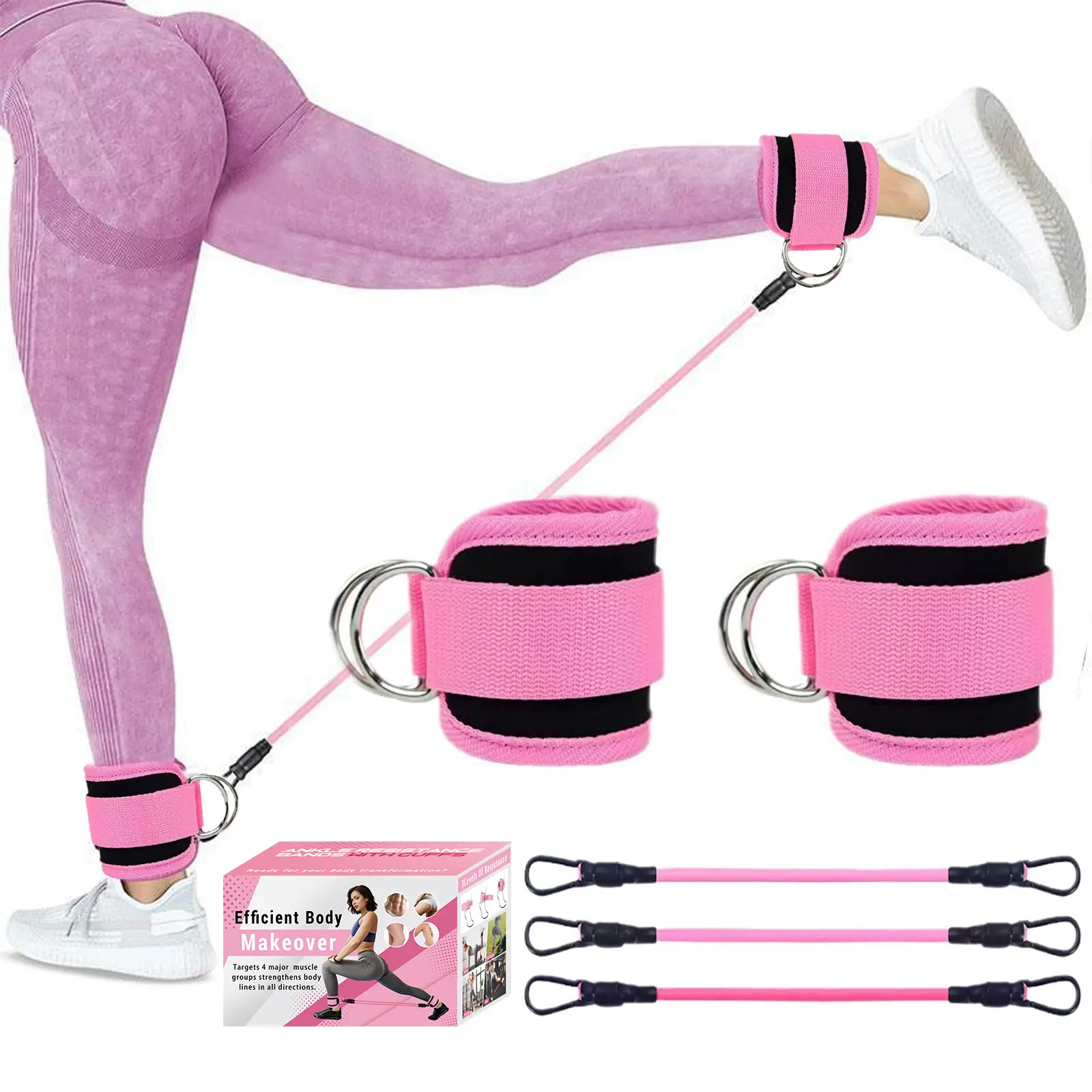 CLOUDSEA Resistance Bands, 5-Pack Ankle Band Set for Leg and Hip Training –  TPE Material Band for Women Men, with Comfortable Grip, Ideal for Home Workouts, Exercise Equipment,Yoga Gym Fitness, Adjustable