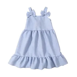 Infant Baby Girl Beach Sundress Casual Sleeveless Smocked Boho Dress Halter Ruffle Toddler Summer Outfits
