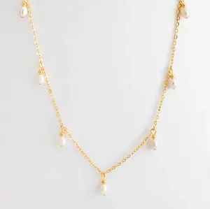 Dainty Pearl Necklace Gold Plated Stainless Steel Elegant Jewelry for Women