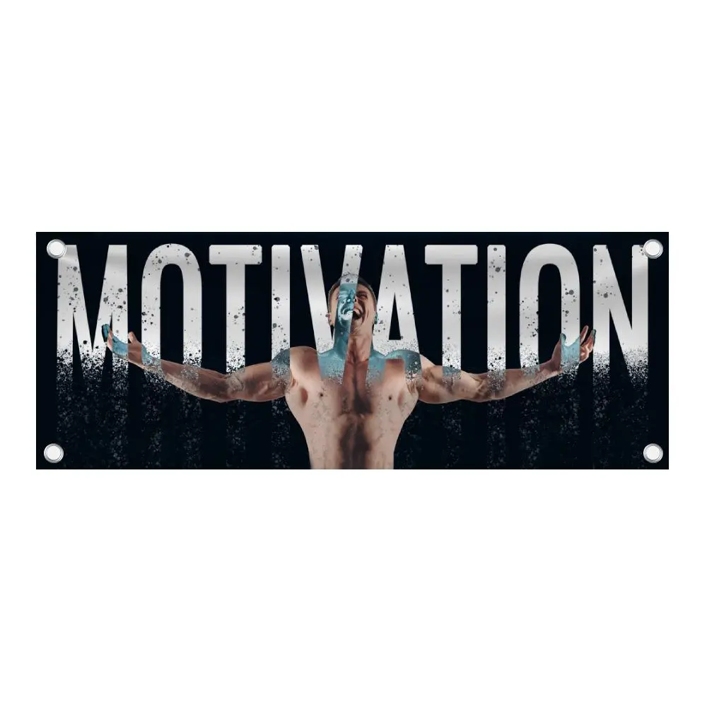 Motivation Banner for Gym | Workout & Fitness Inspiration | Home Gym Decor | Exercise Room Goal Banner | Fitness Quote Banner - 48"x18" Vinyl Banner - 4 Corner Grommets - BAN0028