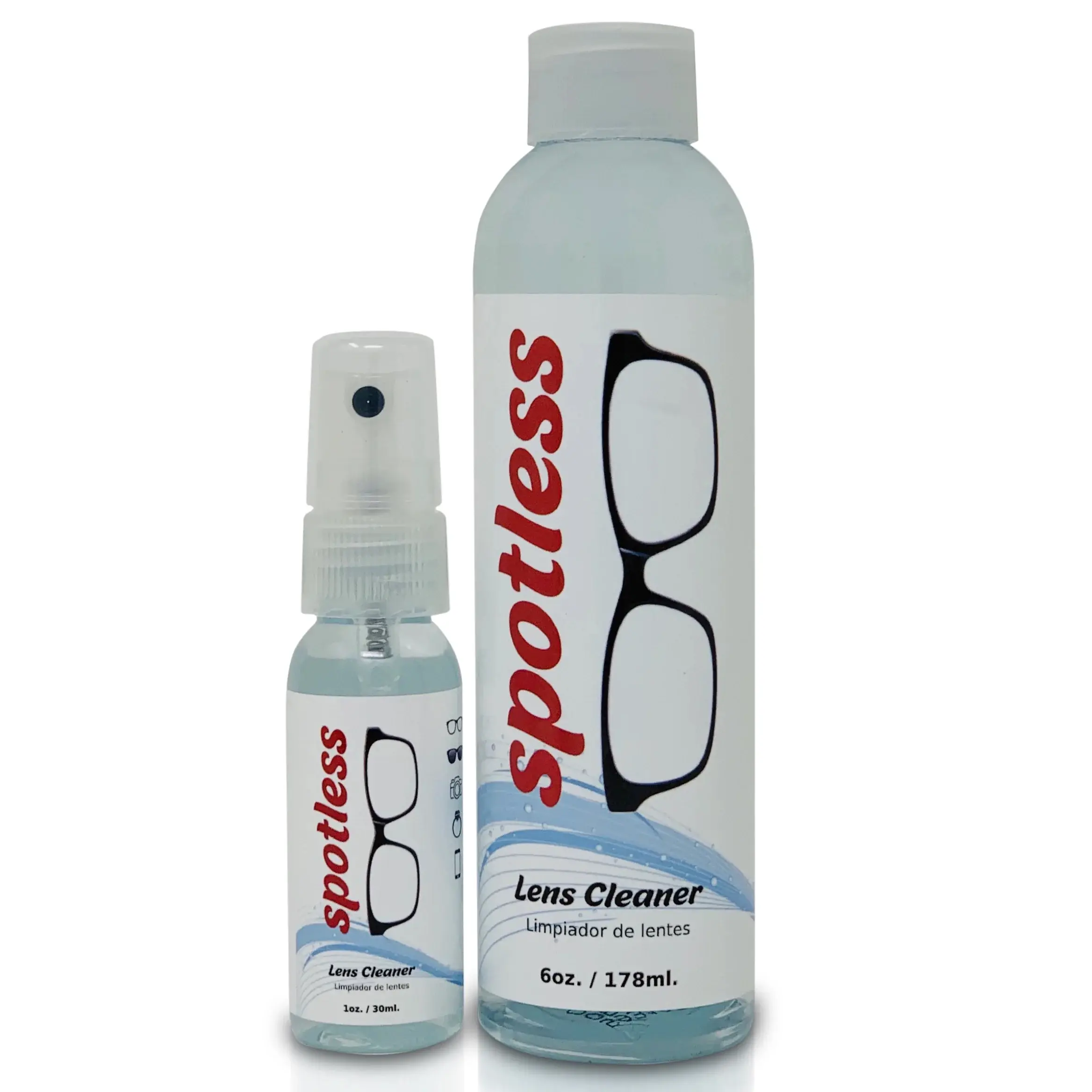 Spotless Lens Cleaner Spray - 1 oz Cleaning Spray & 6 oz Refill Bottle