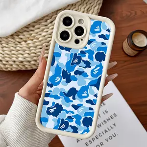 Compatible for iPhone11/12/13/14/15/16/17/promax/x/xs/xr/xsmax Case Blue Bape Camo Soft TPU Shockproof Protective CASE