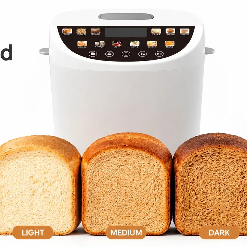Smart Bread Machine 2LB 12-IN-1 Gluten-Free Nonstick Pan 2 Loaf Sizes Keep Warm White Automatic Bread Maker for Home Cooking Kitchen Household Appliances Electric Bread Cookers,home essentials