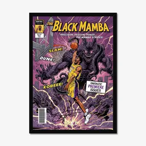 [SALE UP TO 45%] Kobe Black Mamba Comic Poster, Iconic Basketball Comic Style Wall Art for Fans Home Decor and Game Room, Collector Gift [UNFRAMED]