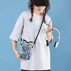 Elephant Pattern Phone Bag with Adjustable Lanyard, Portable Phone Wallet with Headphone Hole, Phone Protective Case with Crossbody Bag, Crossbody Phone Strap