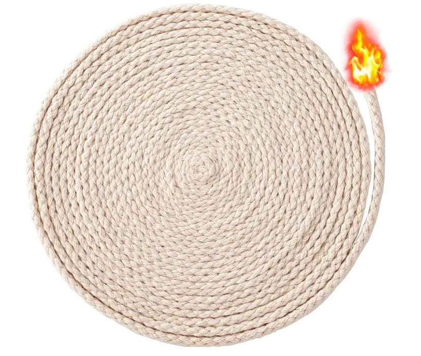 164 Ft 1/8in Diameter Oil Lamp Wicks, Round Cotton Lamp Wicks Burner, Braided Candle Replacement Wicks for Alcohol Kerosene Lamp Torches Lantern