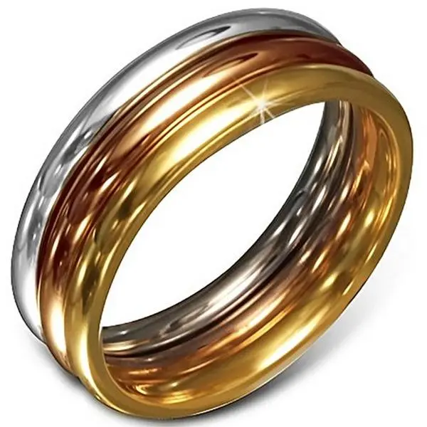 My Daily Styles Band Set, 3 Gold-Tone Polished Stainless Steel Stacking Rings for Everyday Unisex Wear, 3 mm, Three Rings