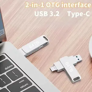 64TB USB 3.2 Flash Drives U Disk 2TB High Speed Metal Pendrive WaterProof Type-C Memoria USB Stick USB Drives 8TB 2TB 1TB